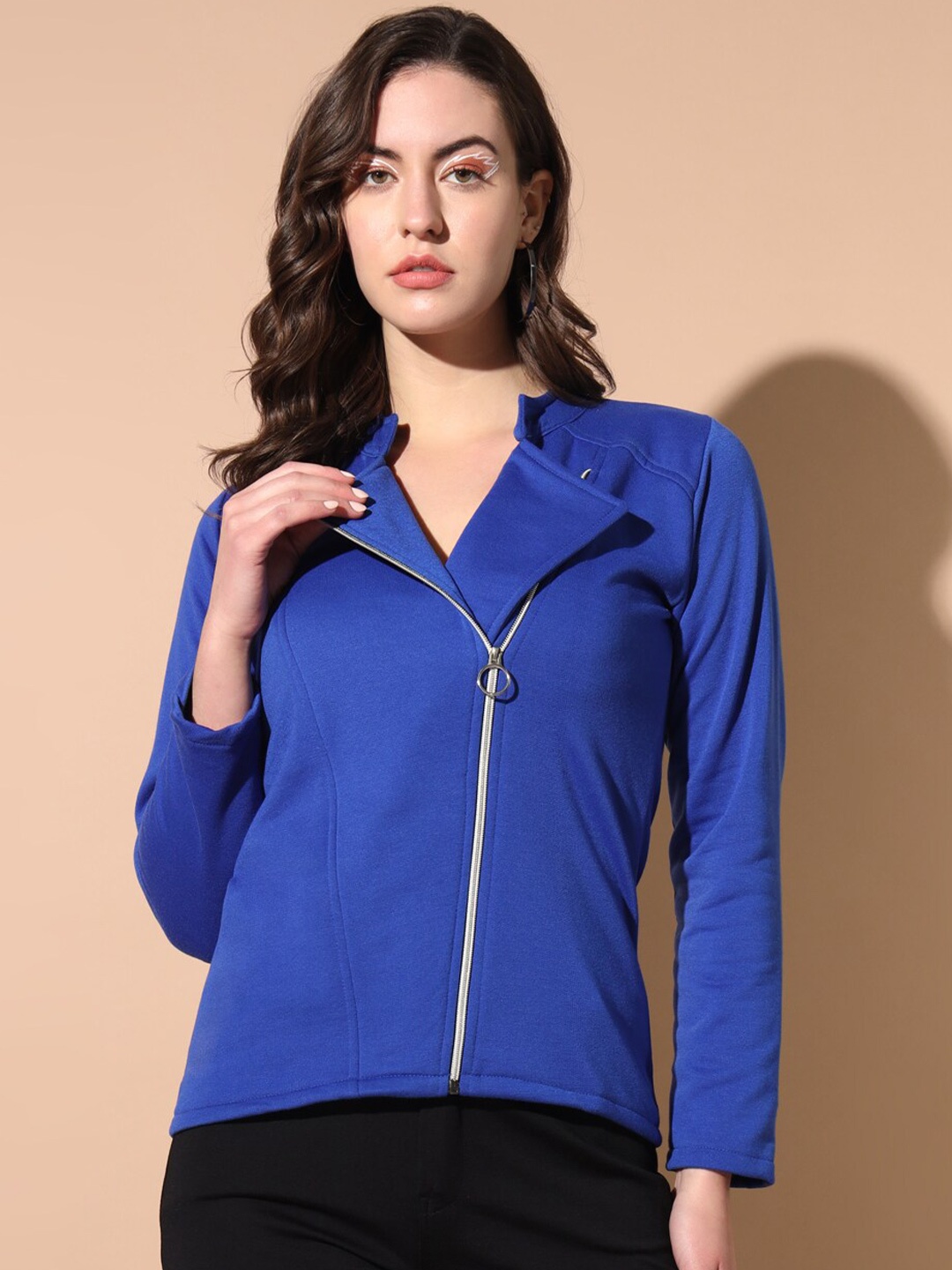

BAESD Mandarin Collar Lightweight Fleece Tailored Jacket, Blue