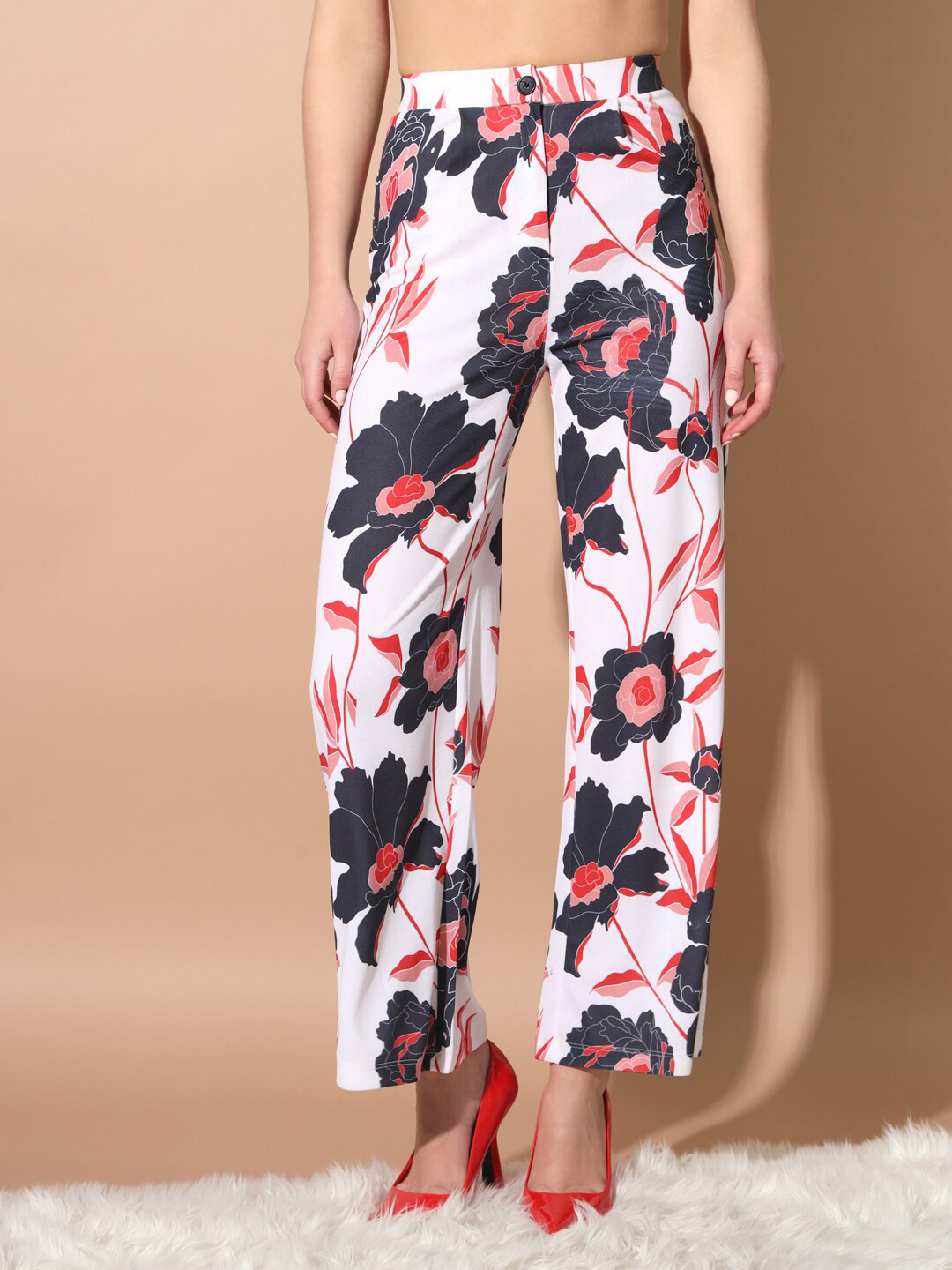 

BAESD Women Original Floral Printed Mid Rise Parallel Trouser, Multi