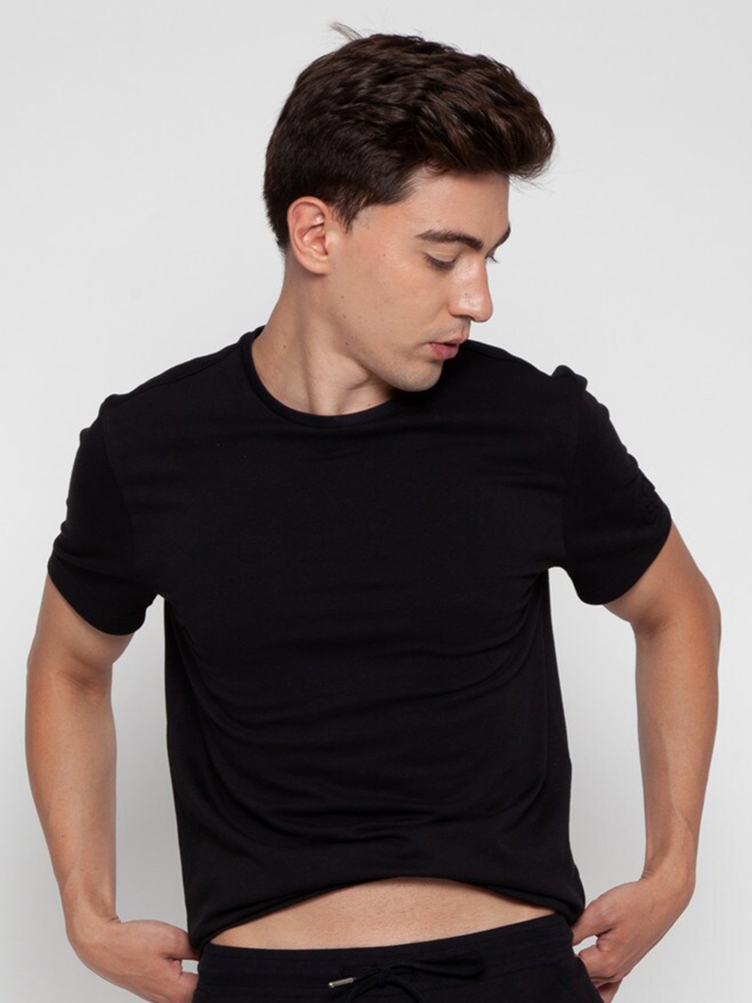 

CAVA Relaxed Fit Pure Cotton Embossed T-Shirt, Black