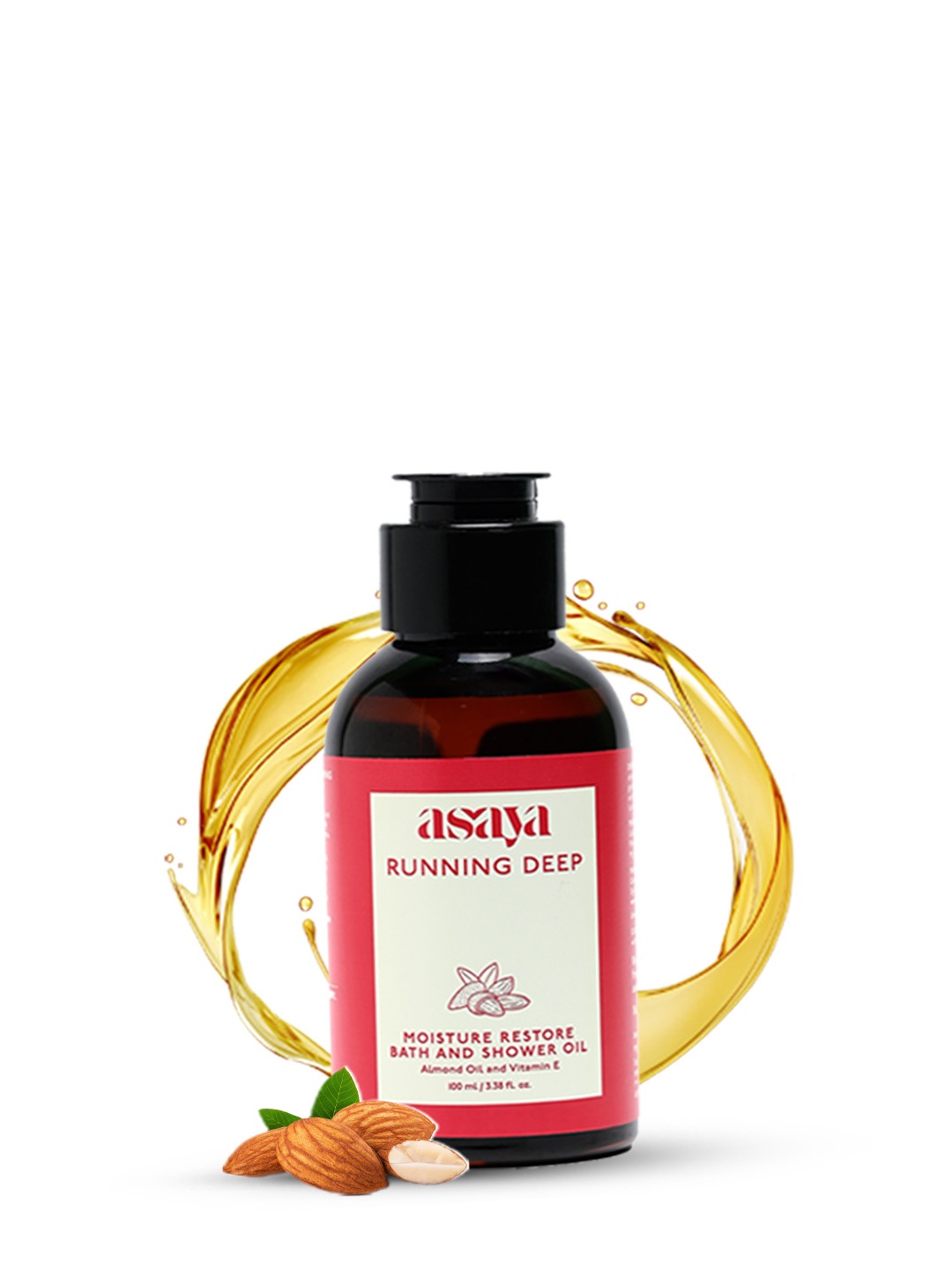 

Asaya Running Deep Moisture Restore Bath & Shower Oil with Almond Oil & Vitamin E - 100ml, Maroon