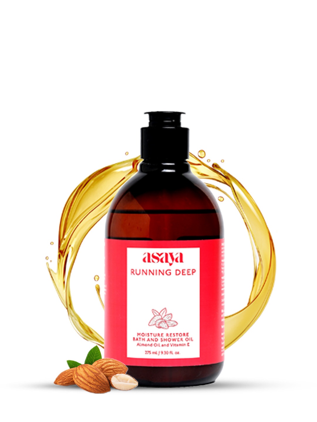 

Asaya Running Deep Moisture Restore Bath & Shower Oil with Almond Oil & Vitamin E - 275ml, Maroon