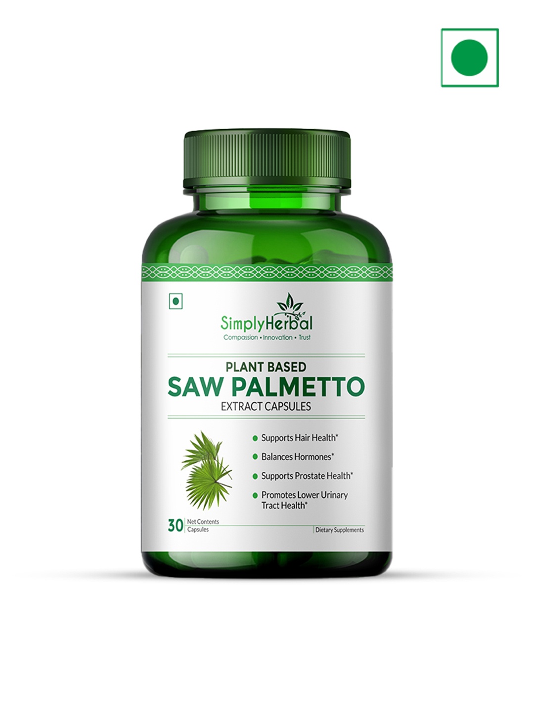 

Simply Herbal Saw Palmetto Extract Capsules - 30 Capsules, Green