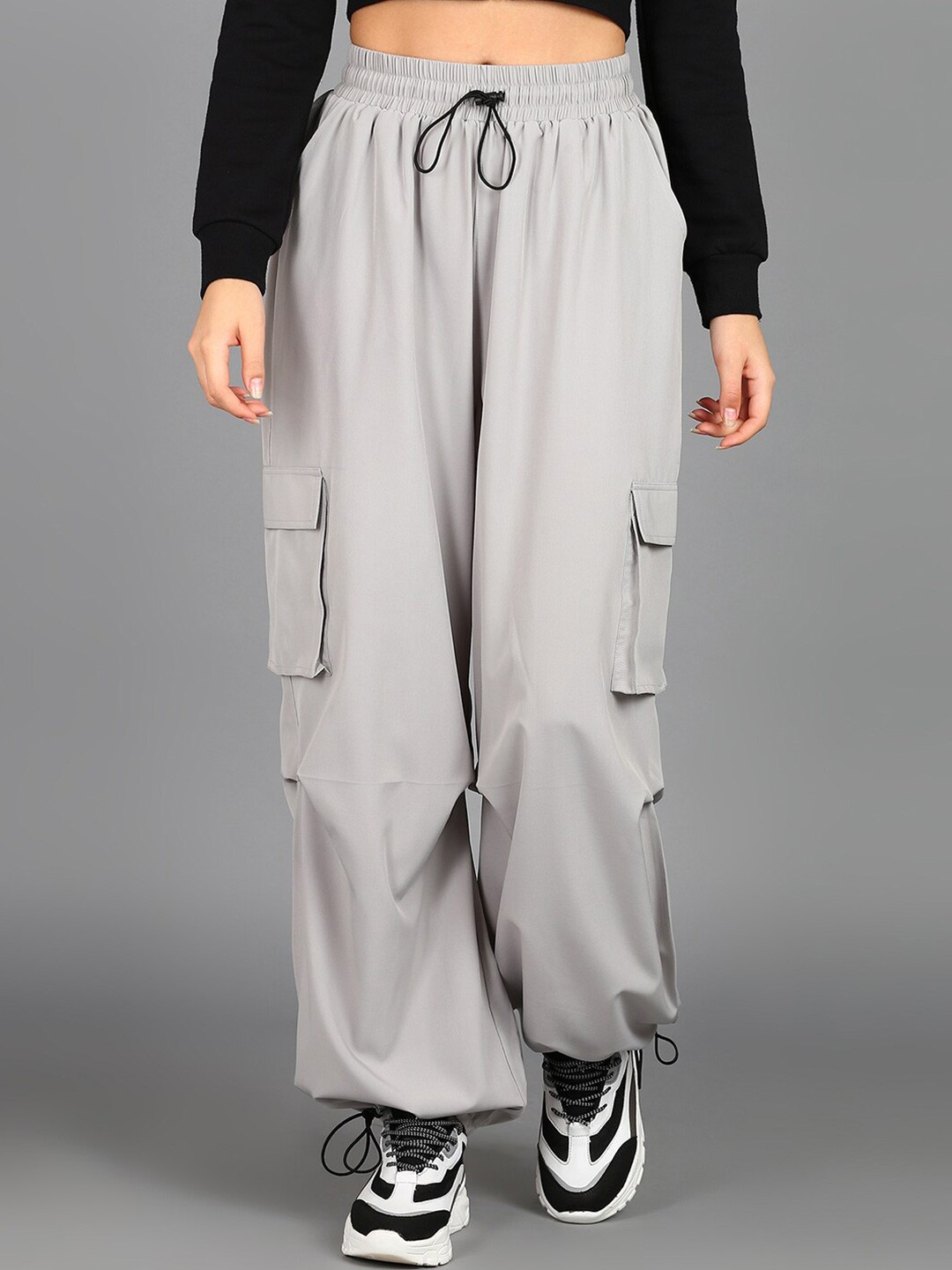 

DressBerry Women Baggy-Fit Parachute Track Pant, Grey