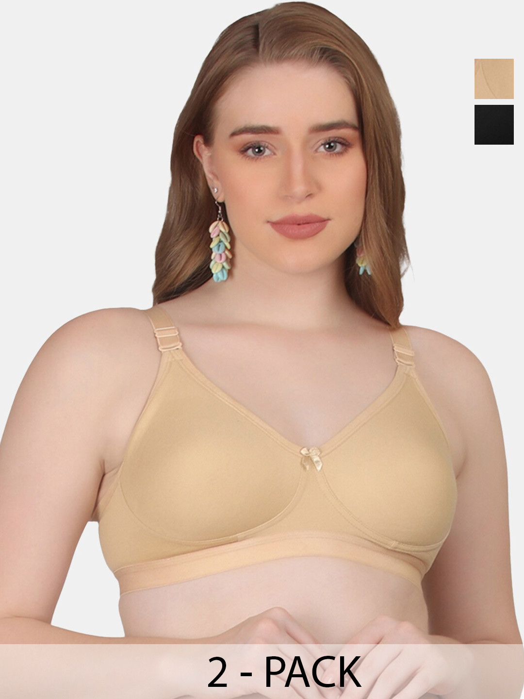 

POOJA RAGENEE Pack Of 2 All Day Comfort Full Coverage Everyday Bra, Black