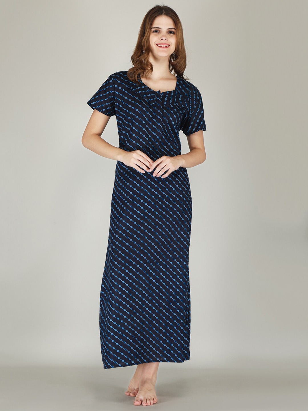 

JVSP FASHION Printed Maxi Nightdress, Navy blue