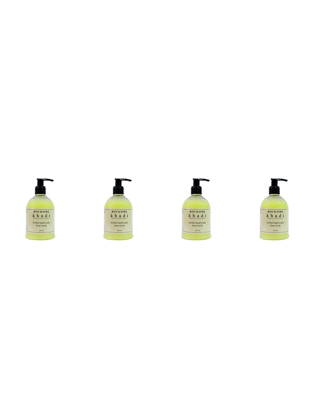 

ROCKSIDE KHADI Herbal Set Of 4 Lime Fresh Hand Wash - 300ml Each, Yellow