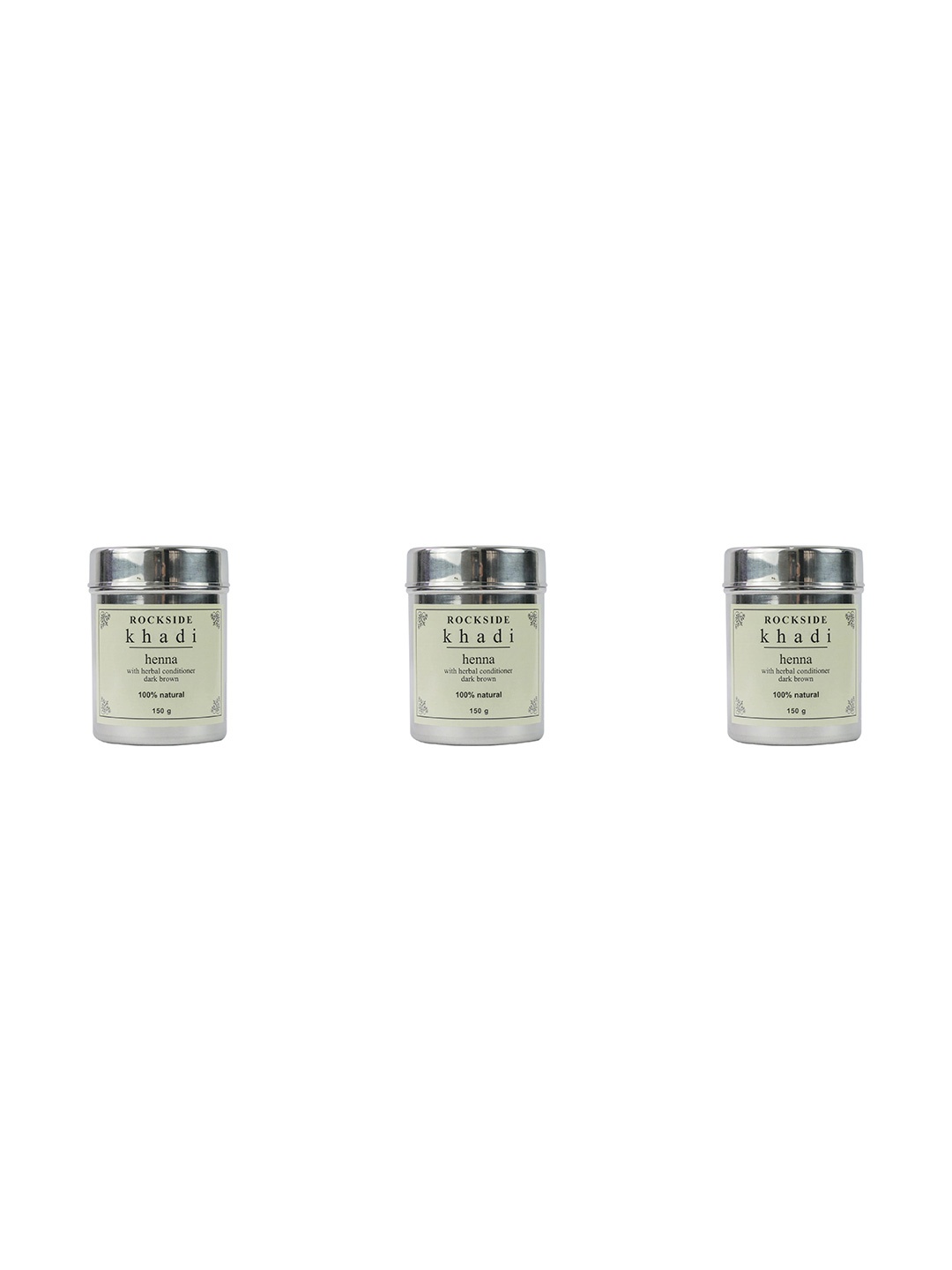 

ROCKSIDE KHADI Set Of 3 Henna With Herbal Conditioner 150ml Each - Dark Brown