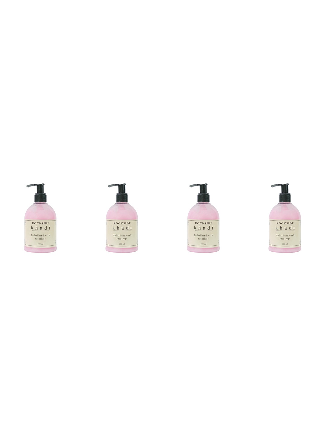 

ROCKSIDE KHADI Herbal Set Of 4 Rosolive Hand Wash - 300ml Each, Pink