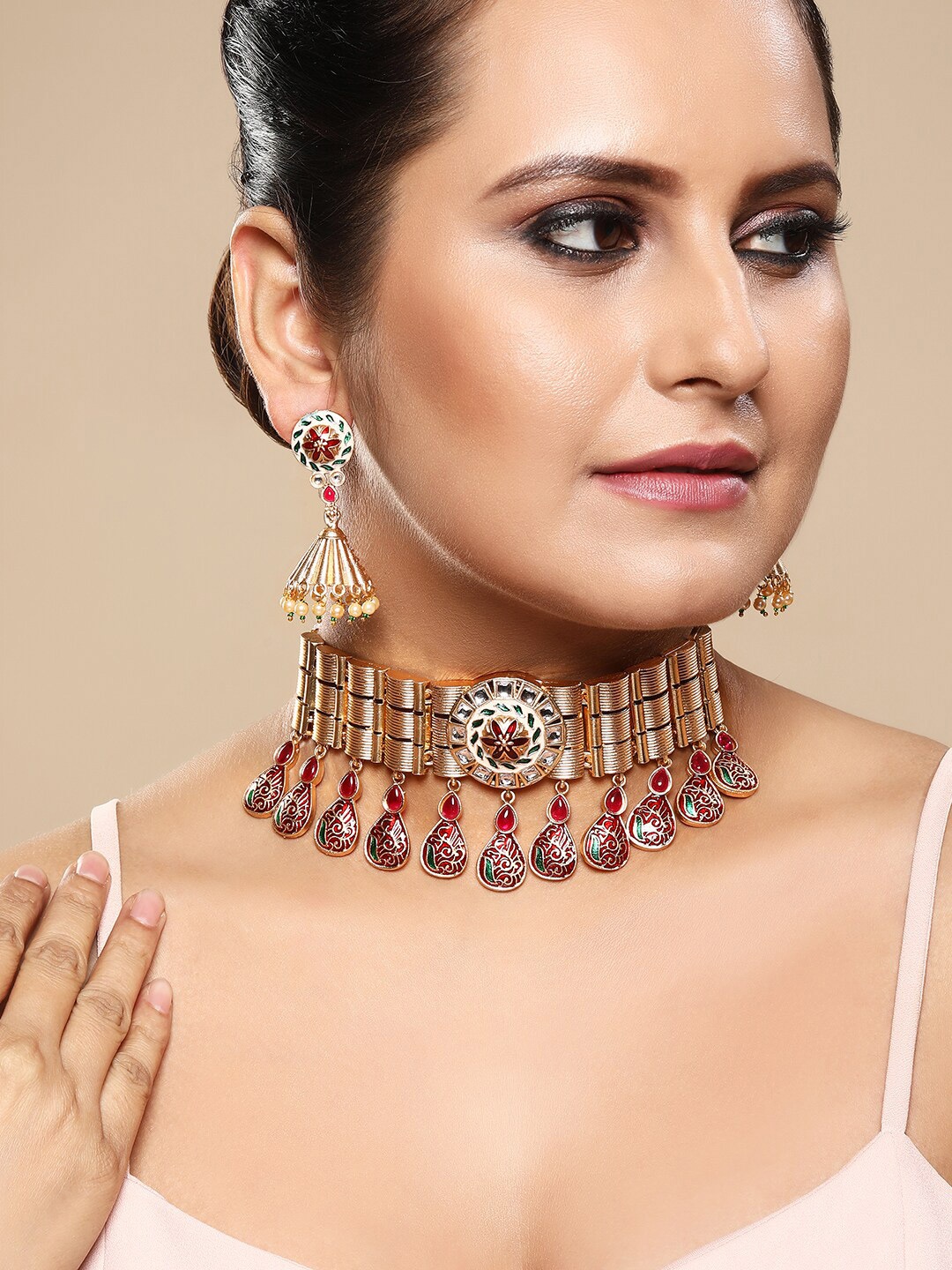 

ASMITTA JEWELLERY Gold-Plated Stone Studded Jewellery Set