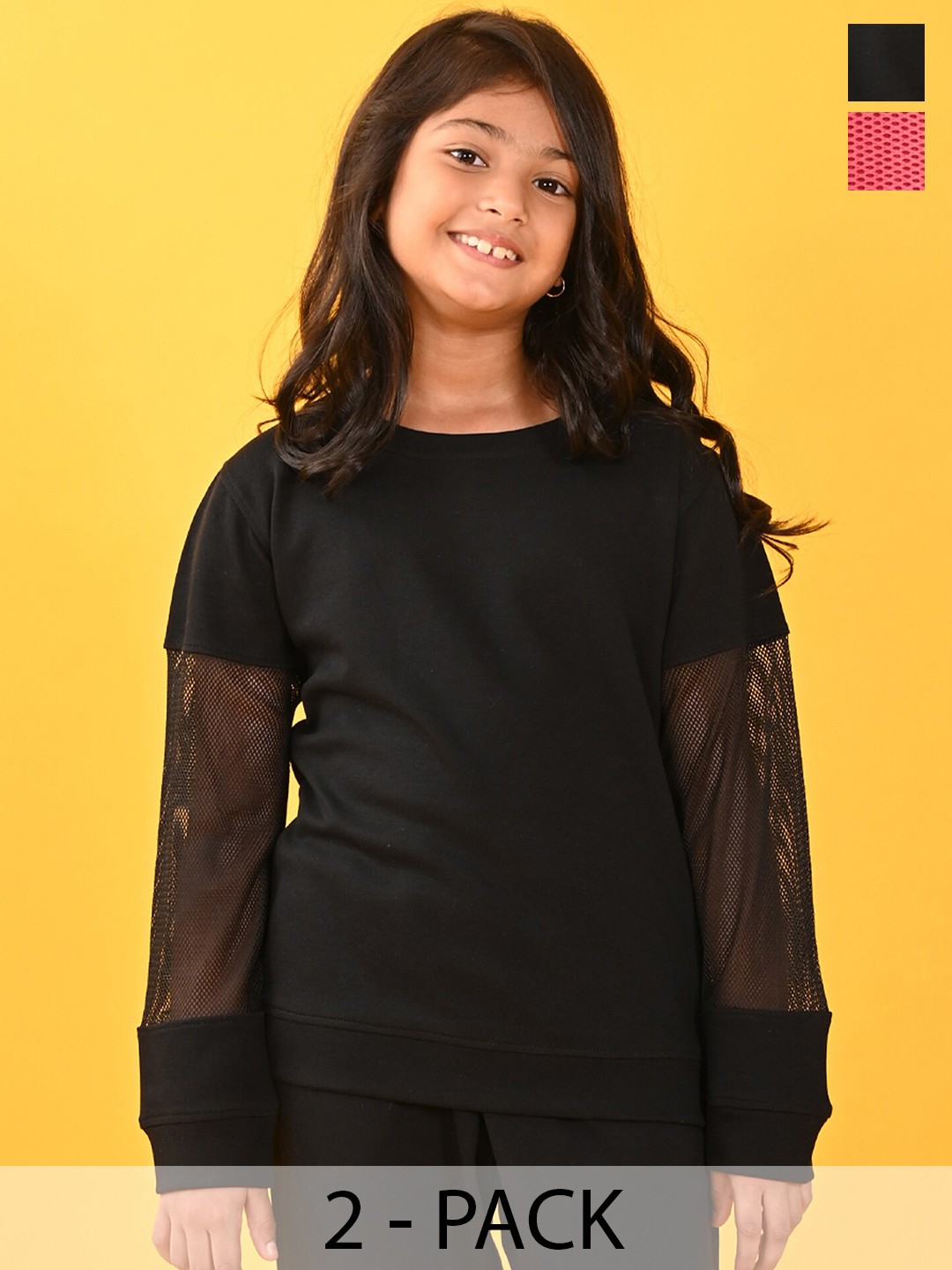 

Anthrilo Girls Pack of 2 Fleece Pullover Sweatshirt, Black