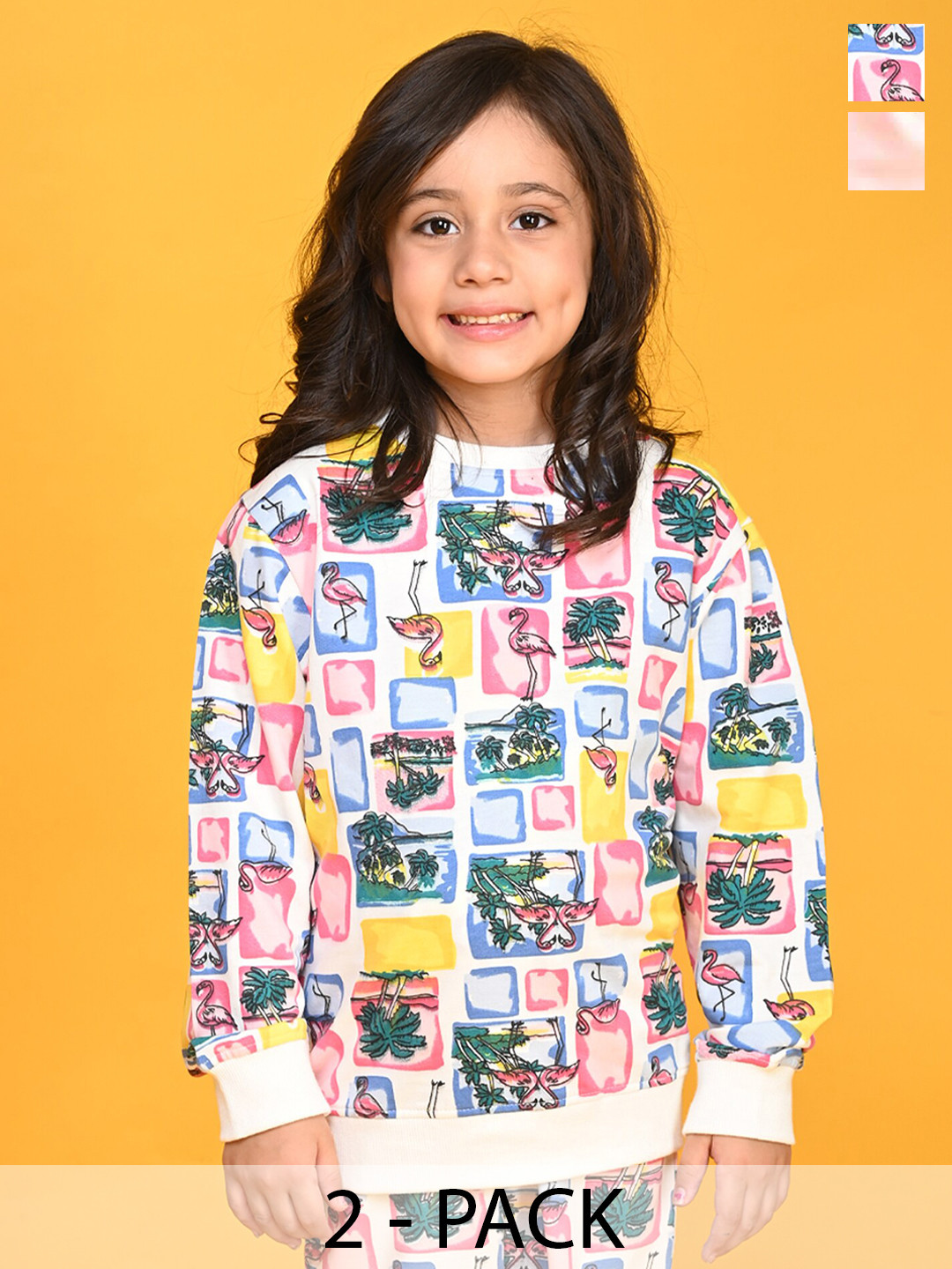 

Anthrilo Girls Pack Of 2 Conversational Printed Fleece Sweatshirt, White