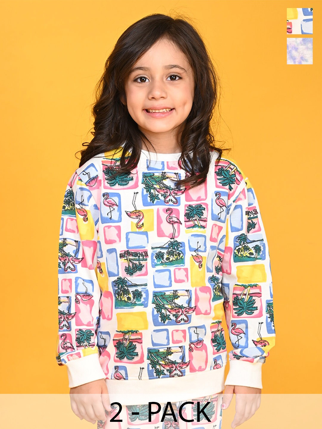 

Anthrilo Girls Pack Of 2 Conversational Printed Fleece Sweatshirt, White