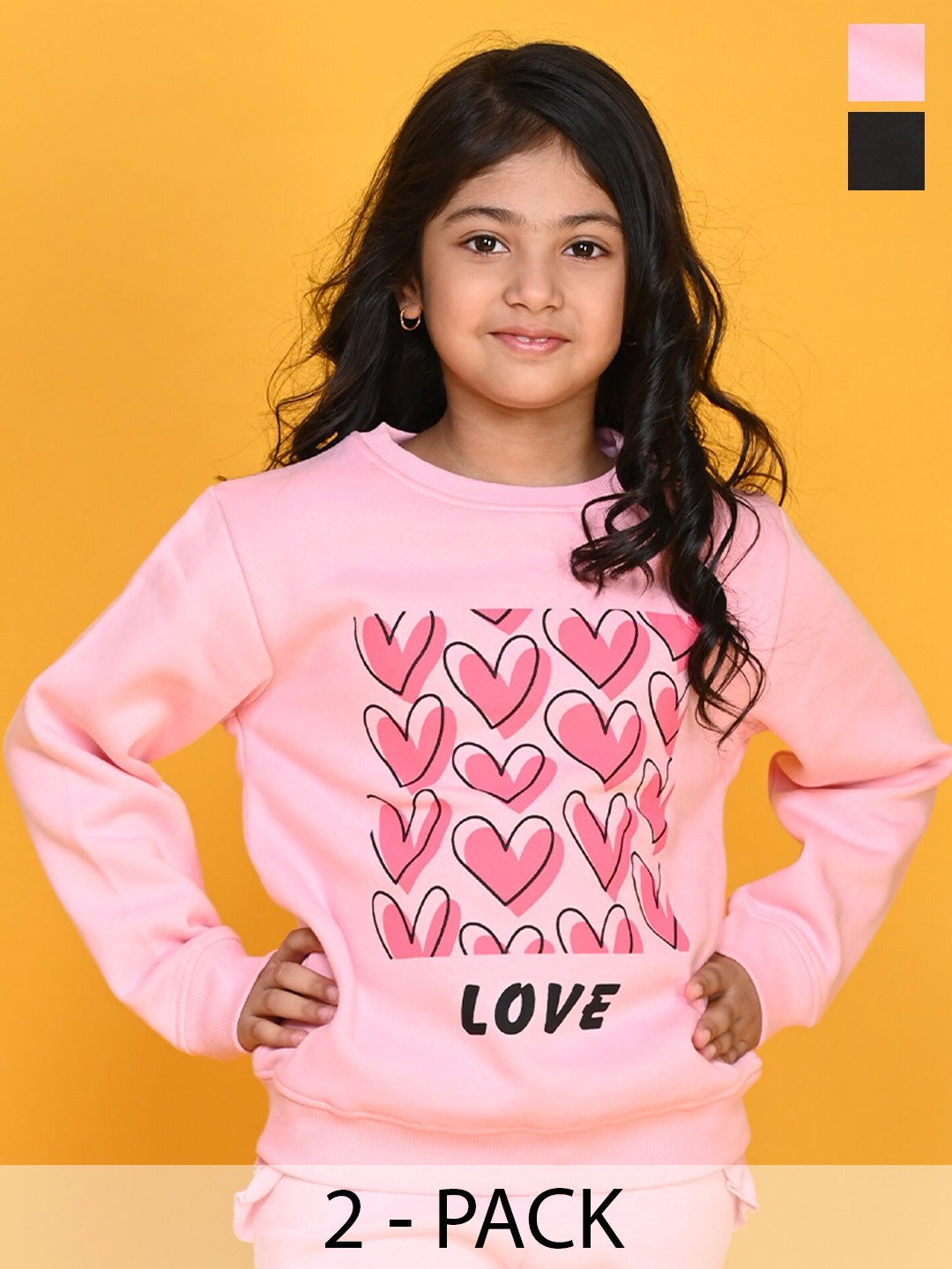 

Anthrilo Girls Pack of 2 Conversational Printed Fleece Pullover Sweatshirt, Pink