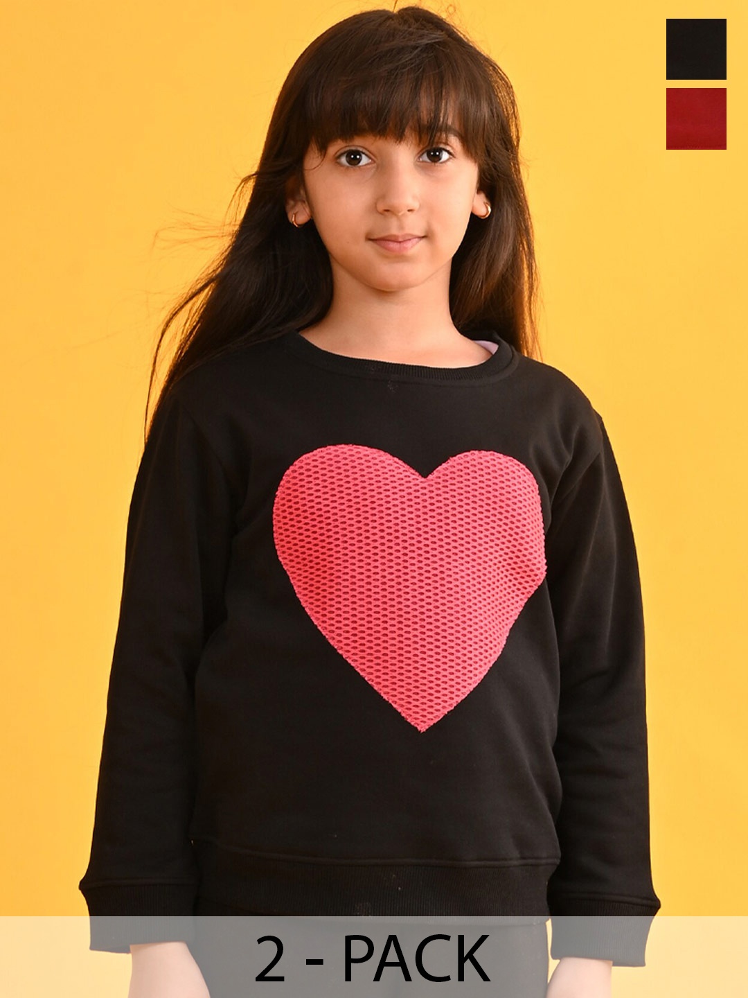 

Anthrilo Girls Pack of 2 Conversational Printed Fleece Pullover Sweatshirt, Black