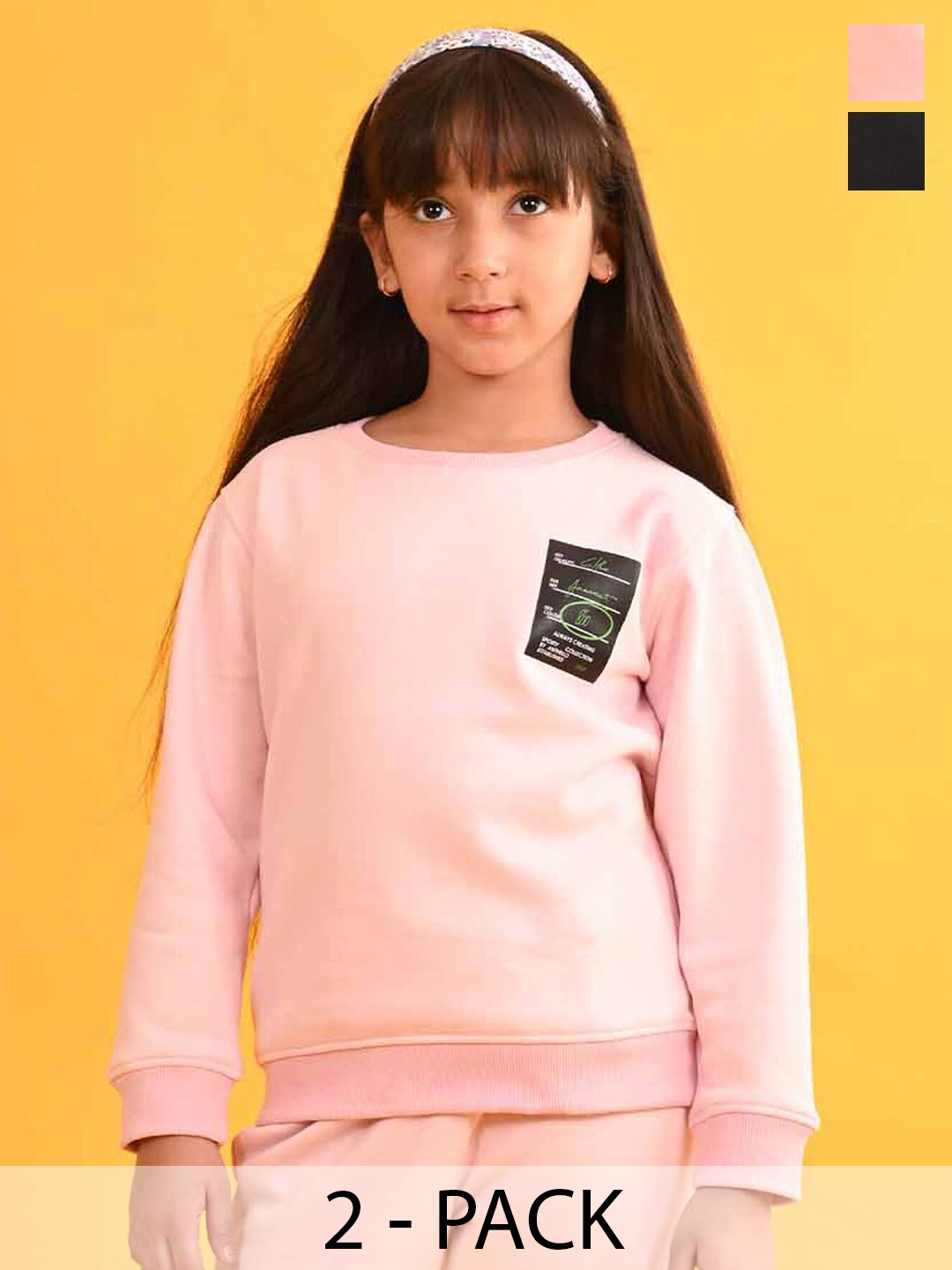 

Anthrilo Girls Pack of 2 Printed Fleece Pullover Sweatshirt, Pink
