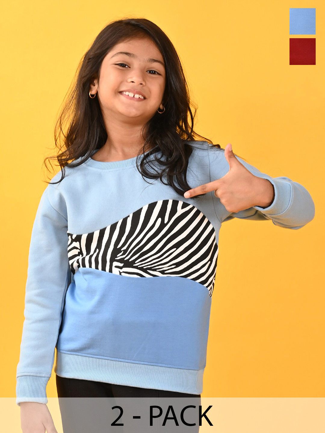 

Anthrilo Girls Pack of 2 Graphic Printed Fleece Pullover Sweatshirt, Blue