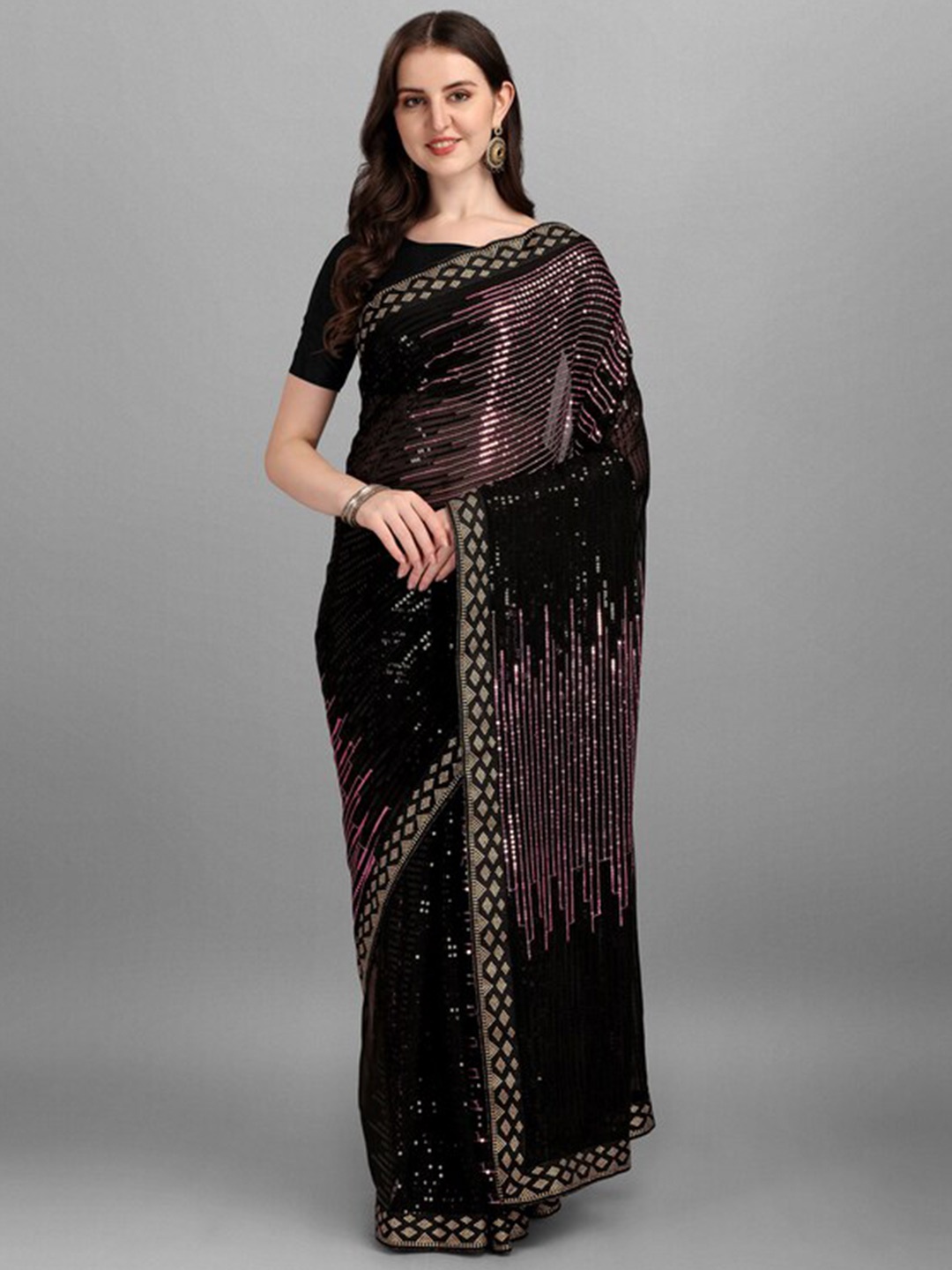 

Thishma Sequinned Leheriya Saree, Lavender