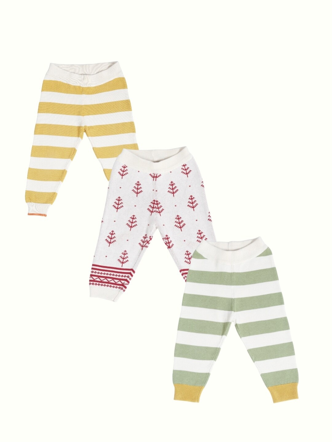 

Greendeer Infants Pack Of 3 Printed Pure Cotton Joggers, White