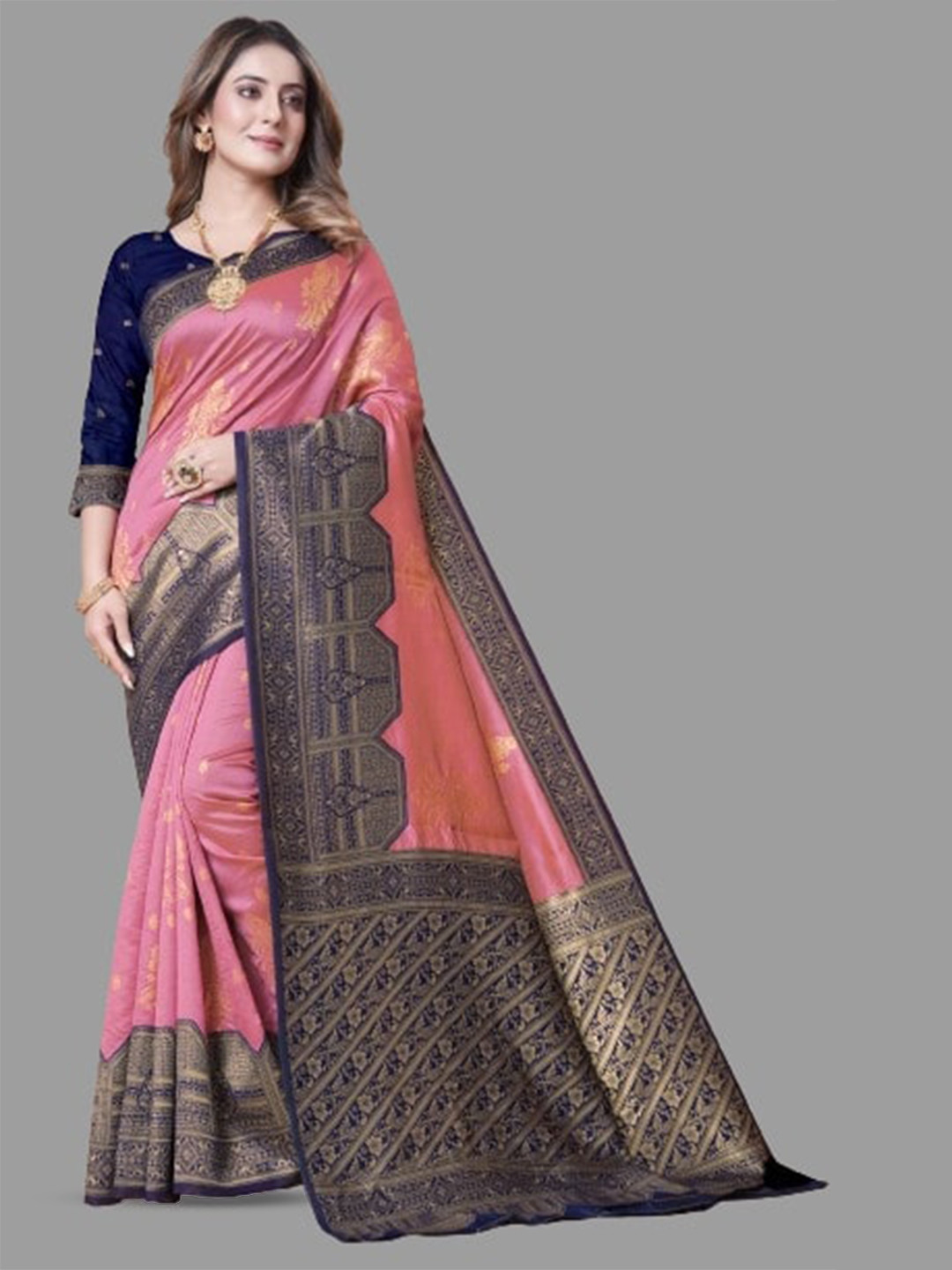 

nirja Fab Woven Design Silk Designer Banarasi Saree, Pink