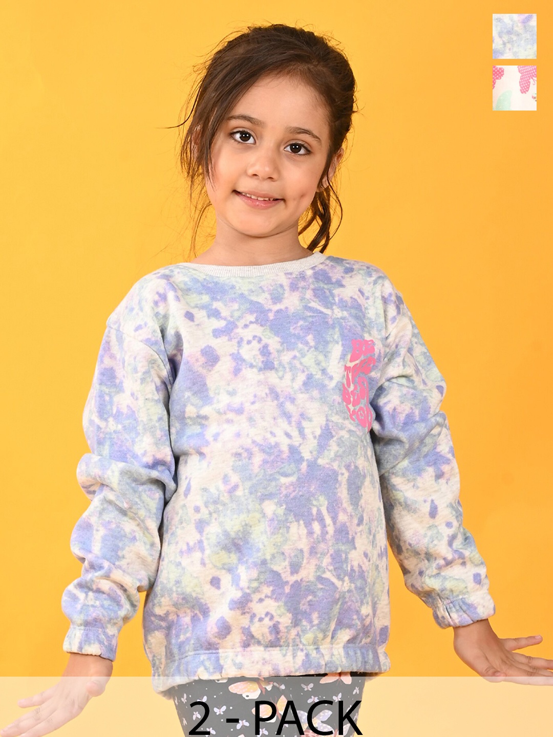 

Anthrilo Girls Pack of 2 Tie & dye Fleece Pullover Sweatshirt, White