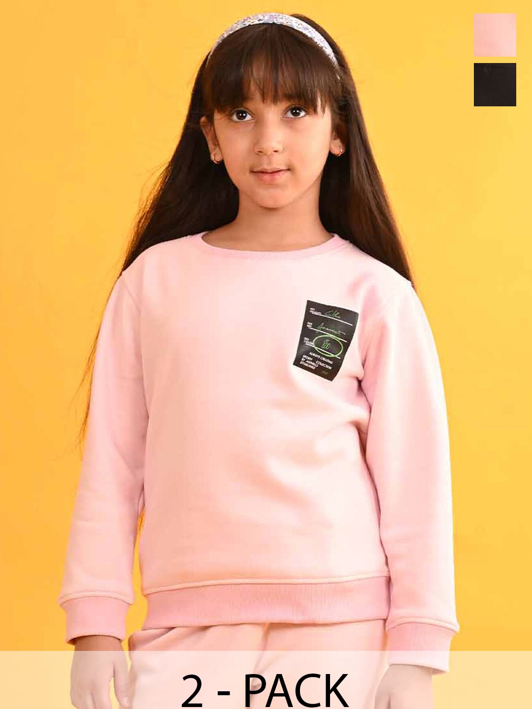 

Anthrilo Girls Pack of 2 Printed Fleece Pullover Sweatshirt, Pink