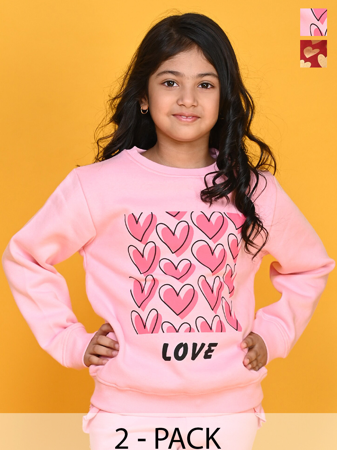 

Anthrilo Girls Pack of 2 Conversational Printed Fleece Pullover Sweatshirt, Pink