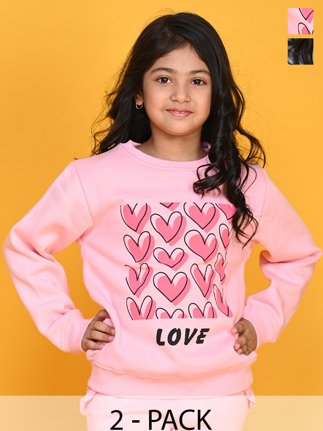 

Anthrilo Girls Pack of 2 Printed Fleece Pullover Sweatshirt, Pink
