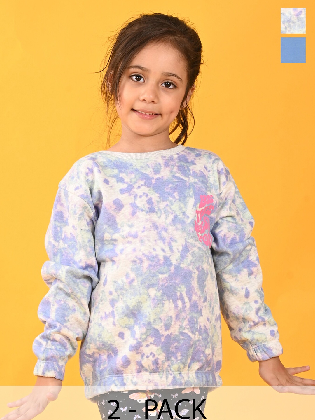 

Anthrilo Girls Pack of 2 Printed Fleece Pullover Sweatshirt, Blue