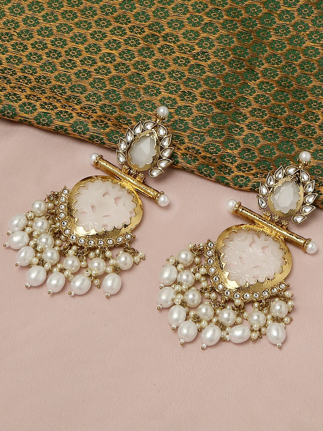 

VATSALYA creation Gold-Plated Contemporary Drop Earrings