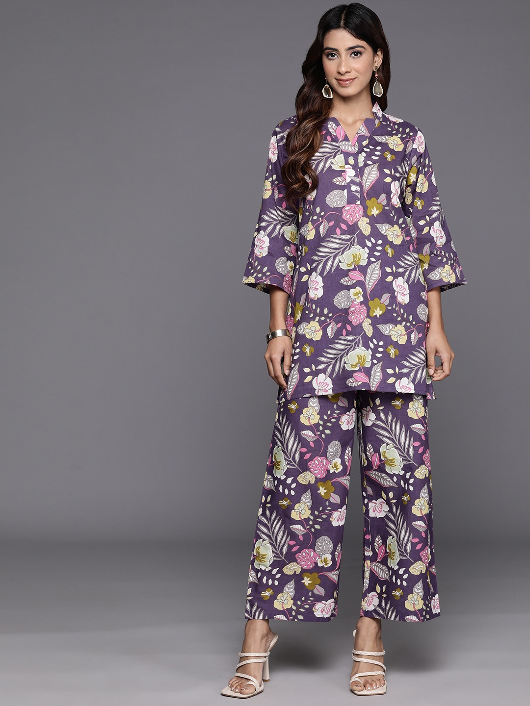 

Varanga Women Printed Ethnic Co-Ords, Purple