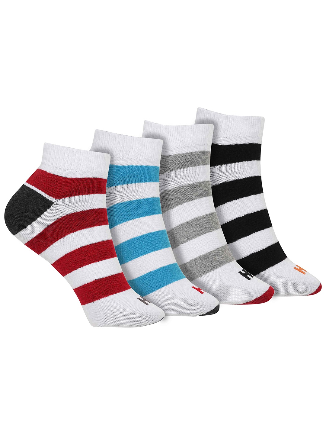 

HRX by Hrithik Roshan Men Blue & Black Pack Of 4 Patterned Ankle-Length Socks