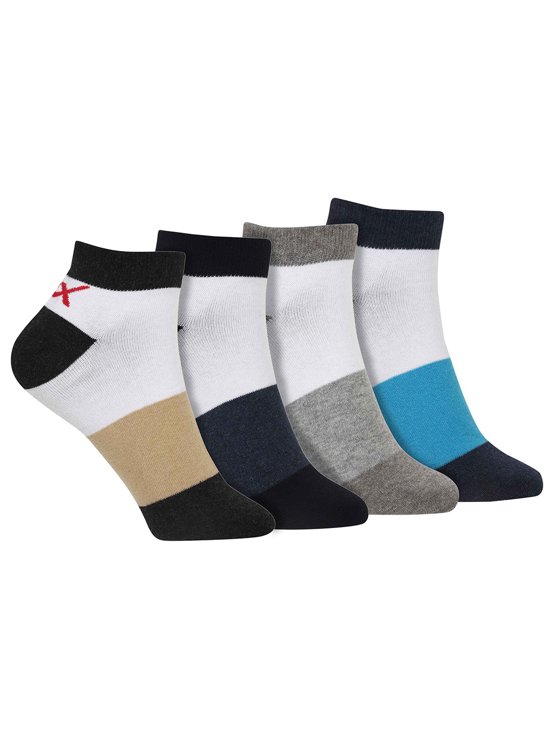 

HRX by Hrithik Roshan Men Blue & Grey Pack Of 4 Patterned Ankle-Length Socks