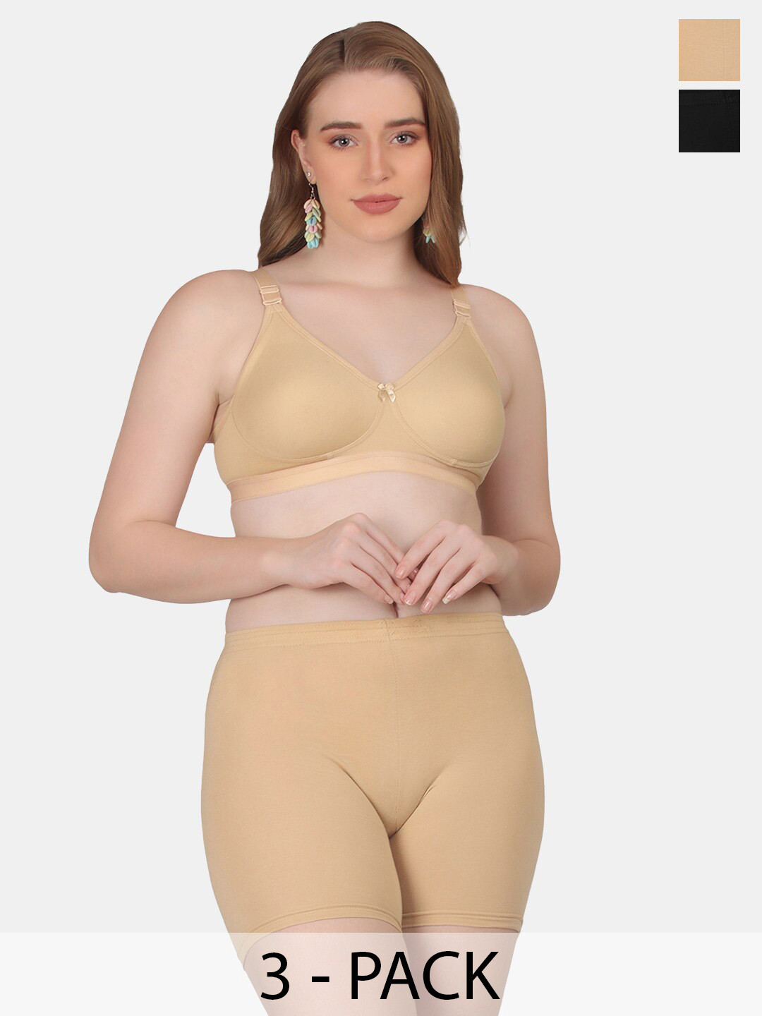 

POOJA RAGENEE Pack Of 2 Free Wired Comfortable Lingerie Sets- ST09_2P_SK_BL_30D, Beige