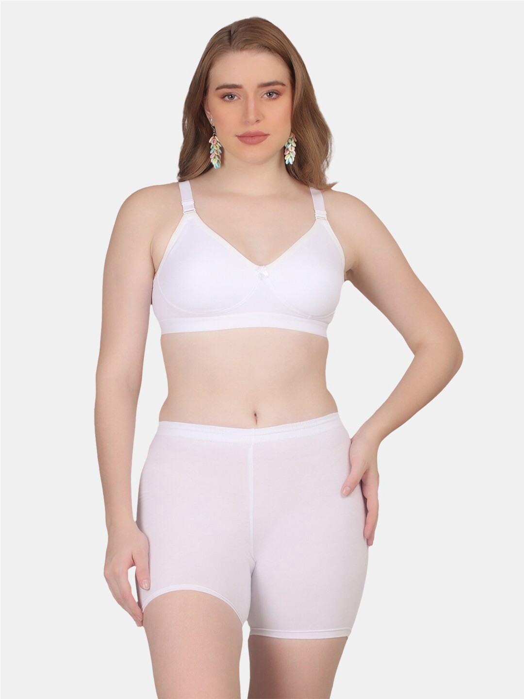 

POOJA RAGENEE Seamless Comfortable Boy-Shorts Lingerie Set ST09_1P_WH_30D, White