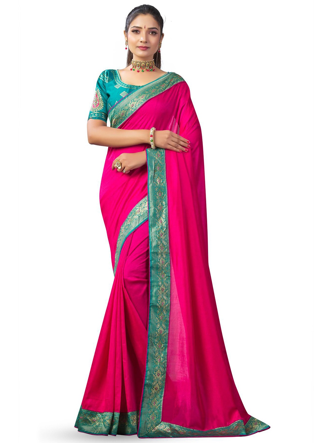 

LIMDO Woven Design Pure Silk Banarasi Saree, Pink