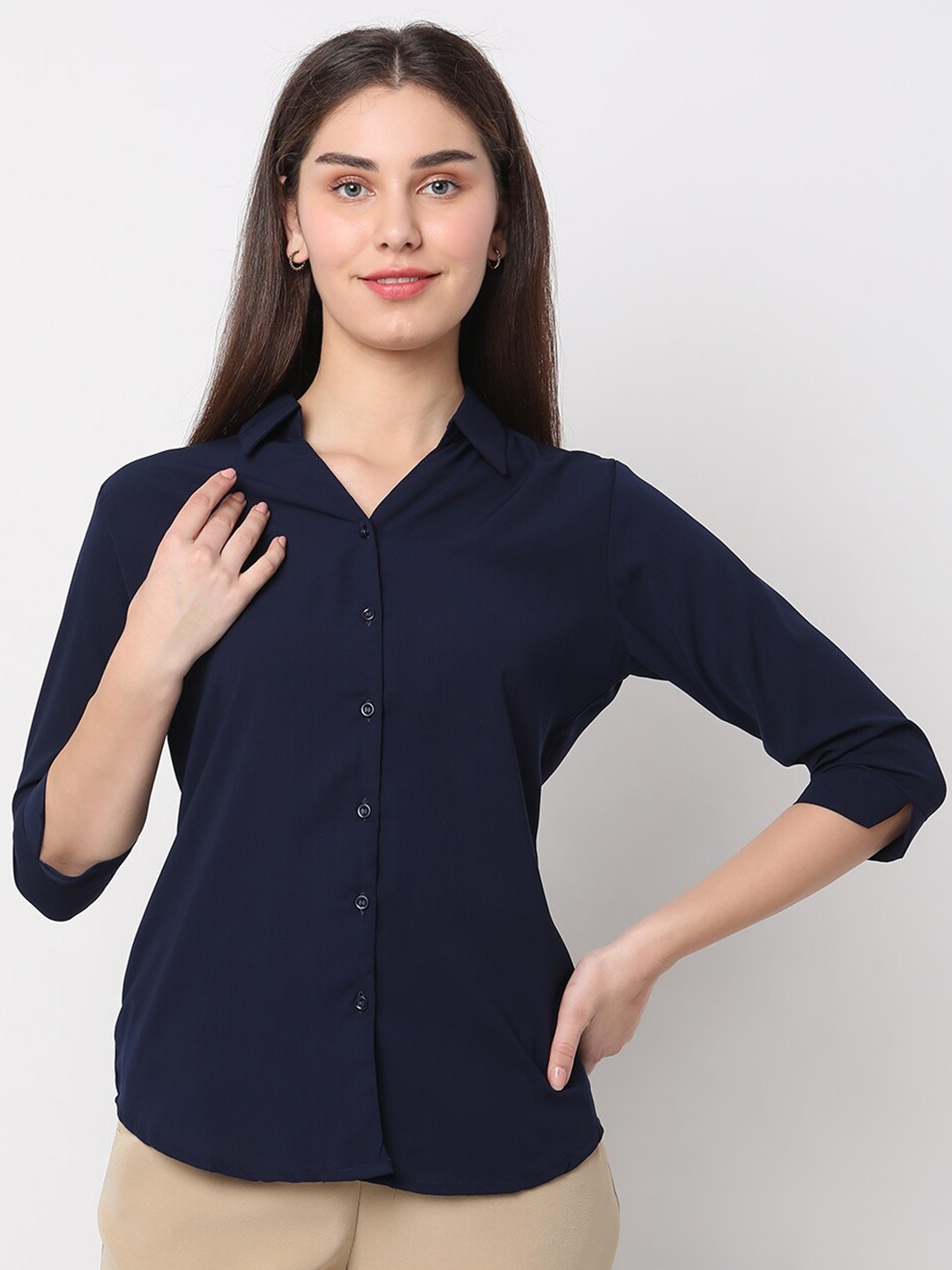 

Smarty Pants Comfort Cotton Spread Collar Opaque Regular Fit Formal Shirt, Blue