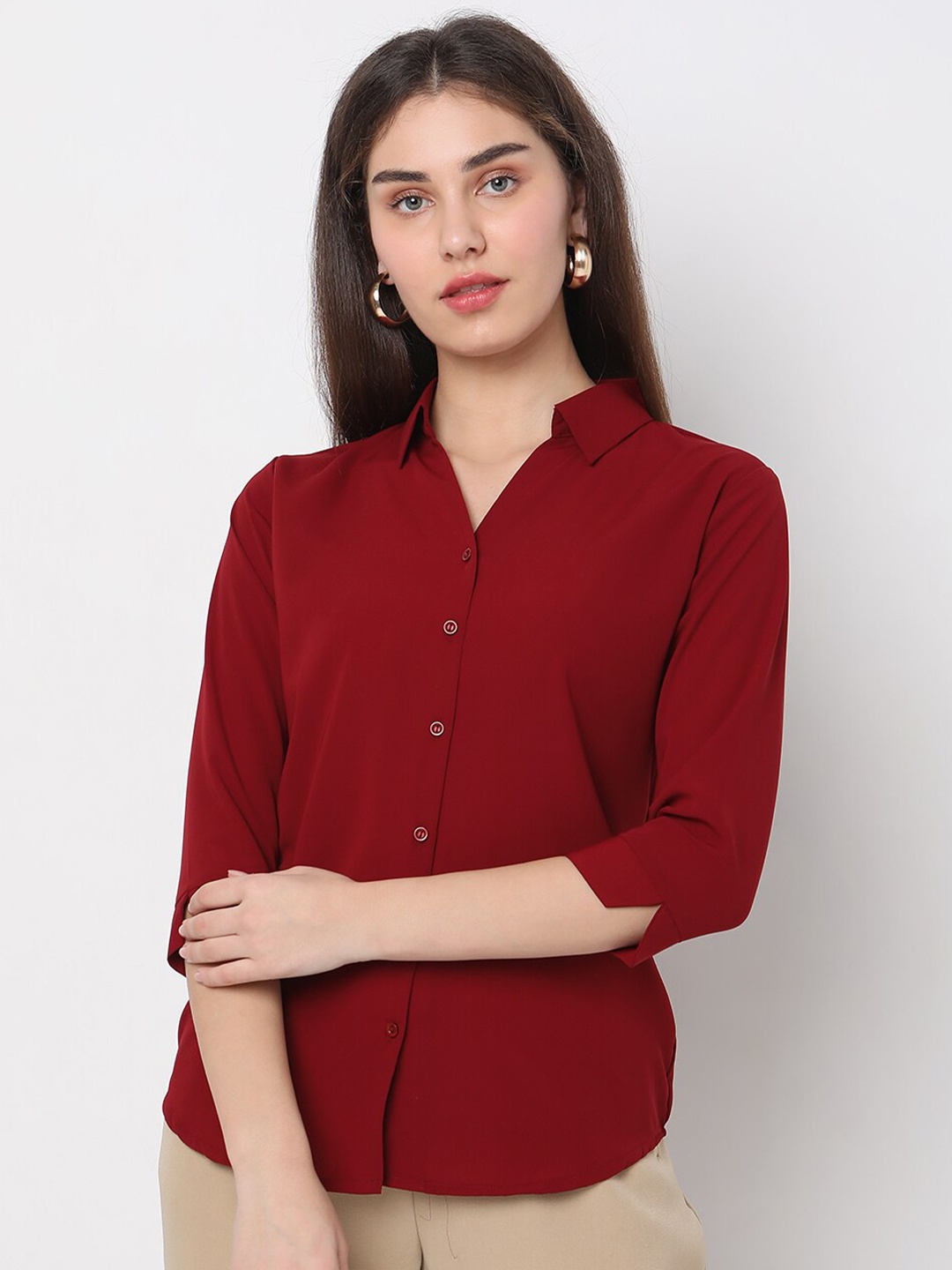 

Smarty Pants Comfort Spread Collar Opaque Regular Fit Formal Shirt, Maroon