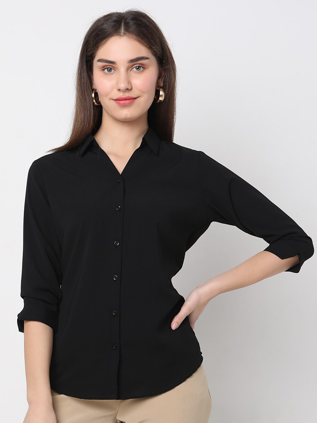 

Smarty Pants Comfort Spread Collar Opaque Regular Fit Formal Shirt, Black