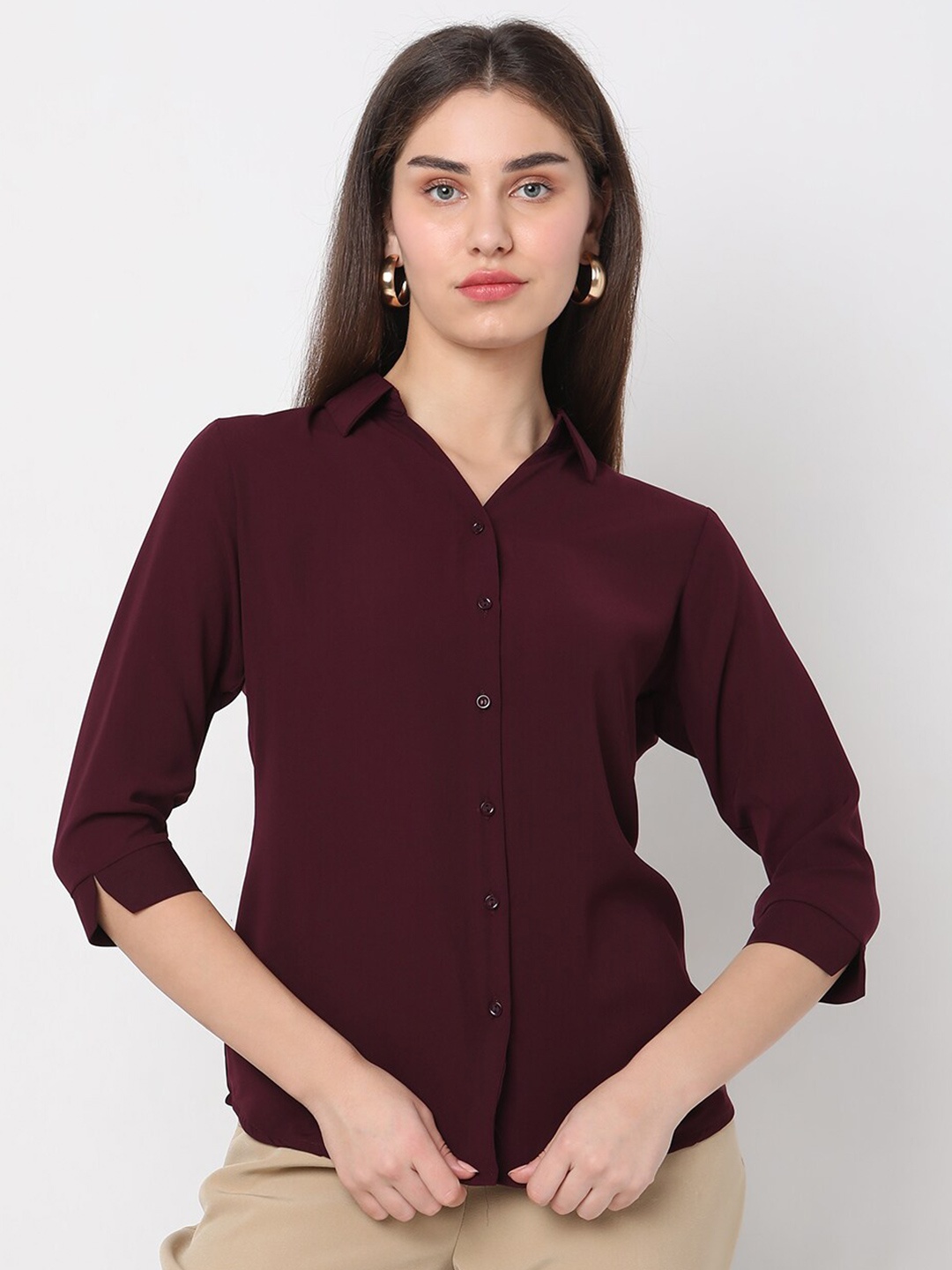 

Smarty Pants Comfort Spread Collar Opaque Regular Fit Formal Shirt, Burgundy