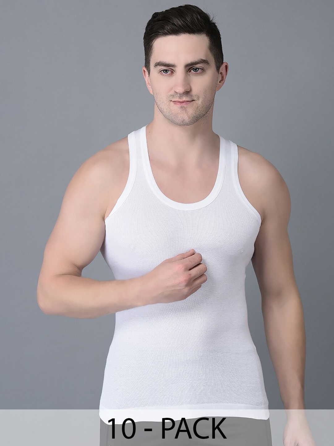 

Dollar Bigboss Pack of 10 Combed Cotton Vests, White