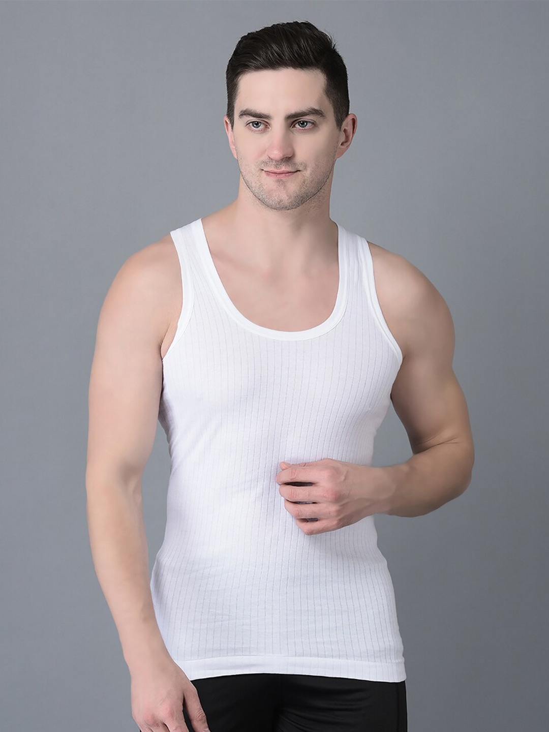 

Dollar Bigboss Men Solid Cotton Vest, White
