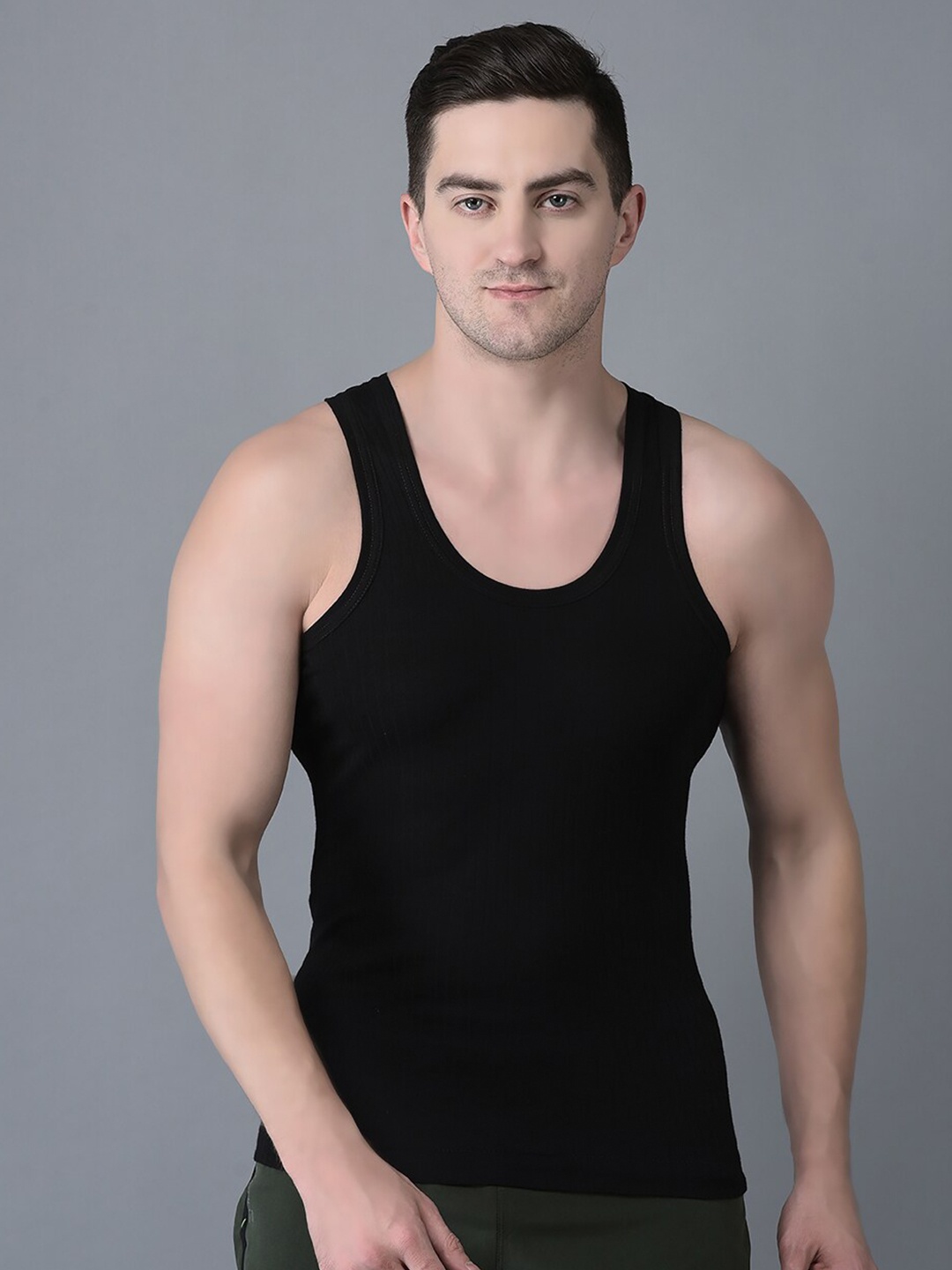 

Dollar Bigboss Men Cotton Vest, Black