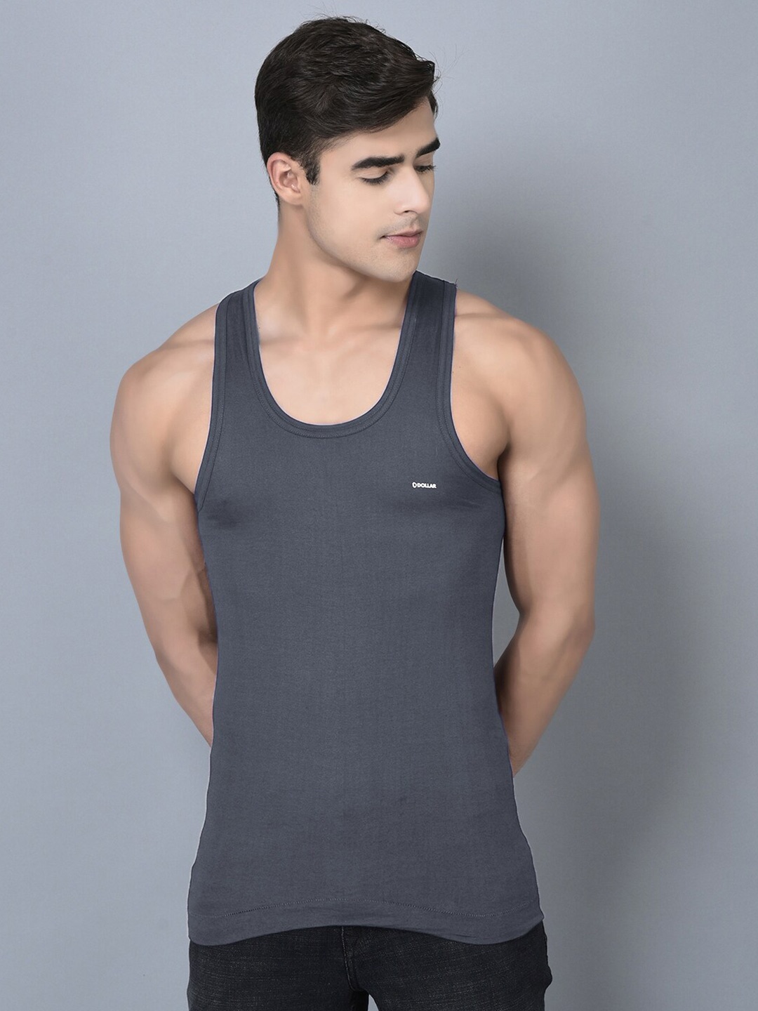 Dollar Bigboss Men Solid Combed Cotton Vest, Assorted