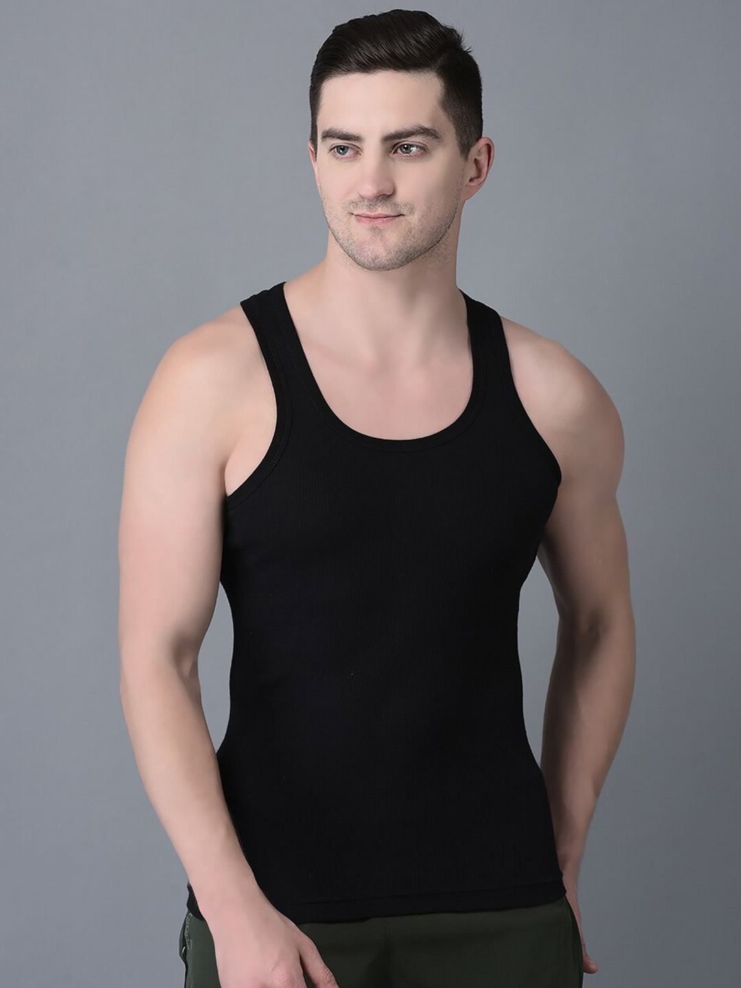 

Dollar Bigboss Combed Cotton Innerwear Vest MBVE-06-DRBY-BLK-PO1-S24, Black