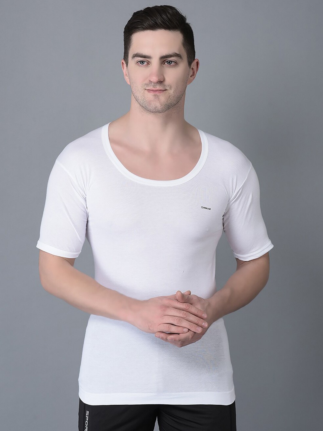

Dollar Bigboss Men Combed Cotton Shrinkless Vest, White