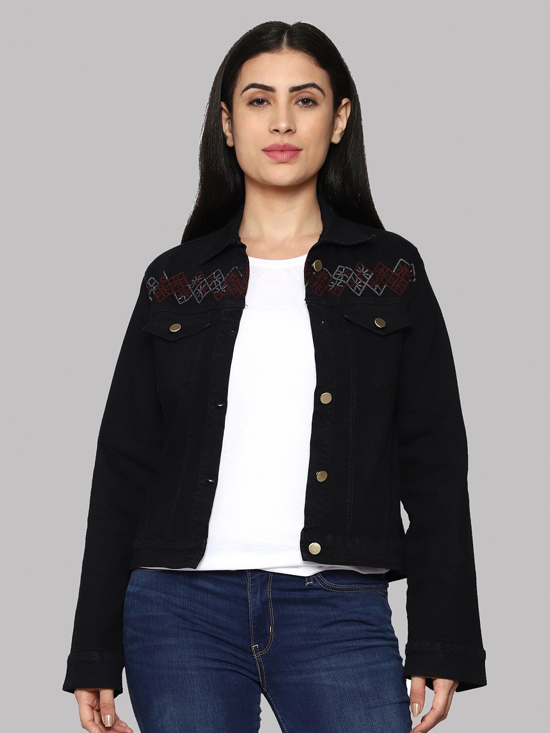

Jb Just BLACK Embroidered Cotton Denim Jacket