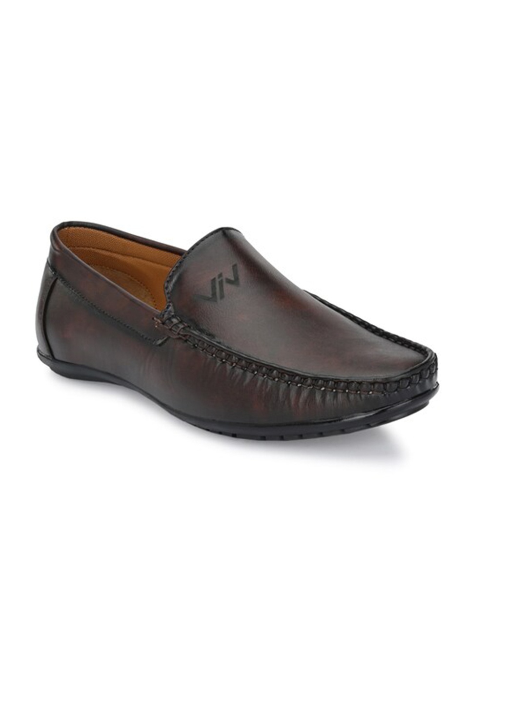 

VIV Men Round Toe Slip-On Loafers, Brown