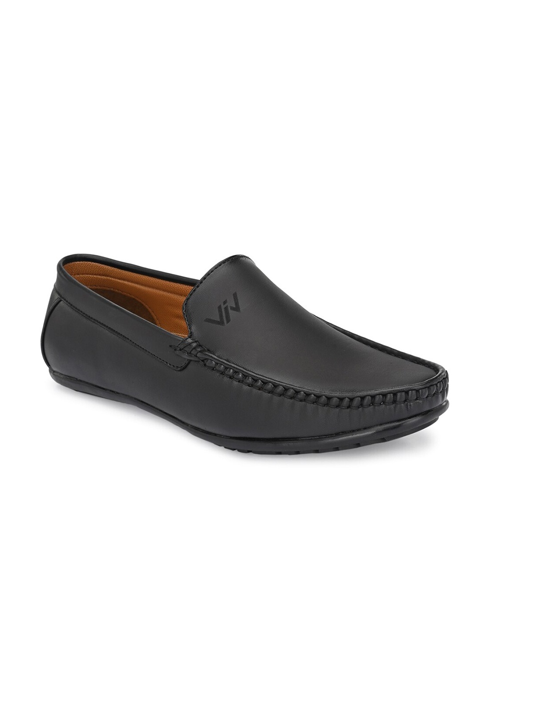 

VIV Men Round Toe Slip-On Loafers, Black