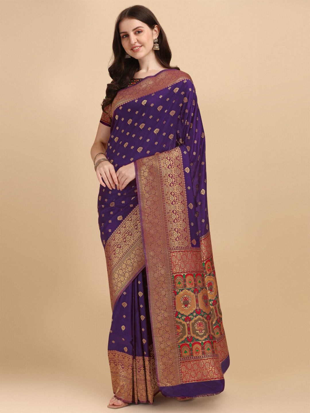 

NK Textiles Ethnic Motif Woven Design Patola Saree, Purple