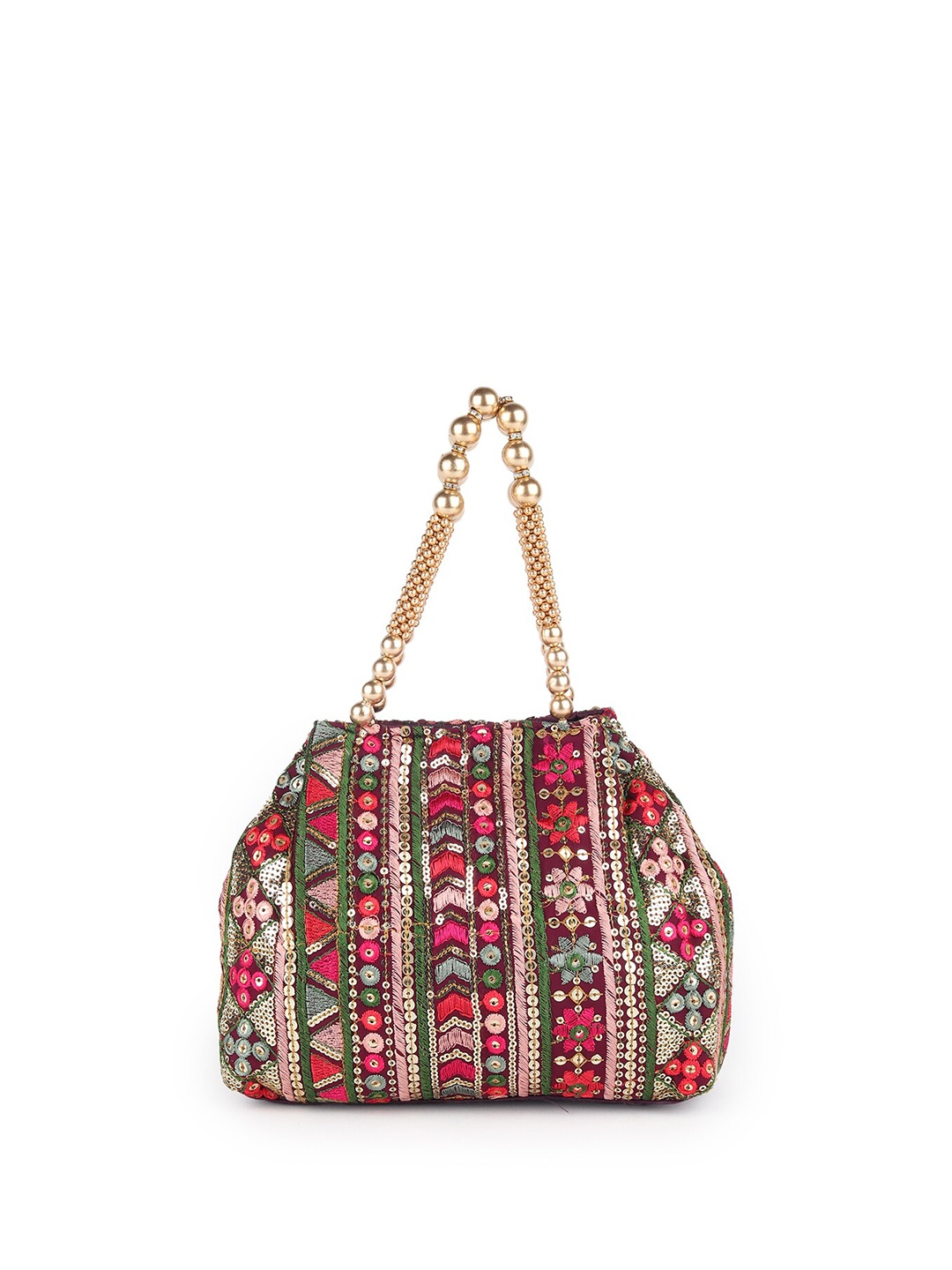 

ODETTE Embroidered Potli Clutch, Red